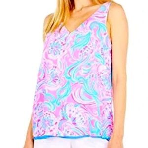 EEUC Lilly Pulitzer Florin reversible top. XS. Periwinkle & pink print sides